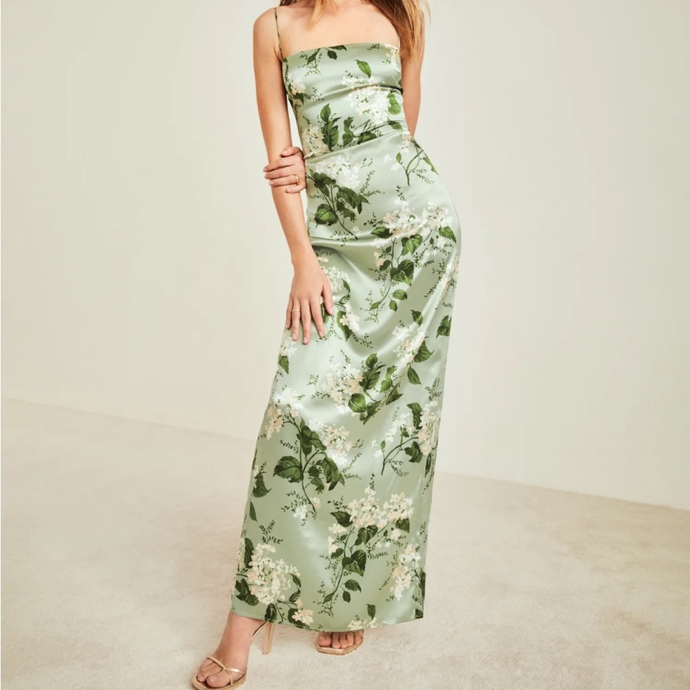 Reformation Frankie dress color tea garden